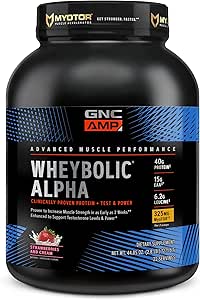 GNC AMP Alpha wheybolique avec MyoTor - Fraises et crème (22 portions)