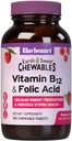 Bluebonnet Nutrition Terre Vitamine douce B12 1000 mcg et acide folique 400mcg Cerveau Santé et énergie* Vitamines pour les femmes et les hommes - Framboise végétalienne, sans gluten B 12 Vitamine - 180 comprimés à croquer