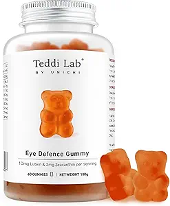 Unichi Santé des yeux Gummy, Lutein et Zeaxanthin Supplément pour la santé des yeux et de la rétine, Blueberry Flavour, 60 comte