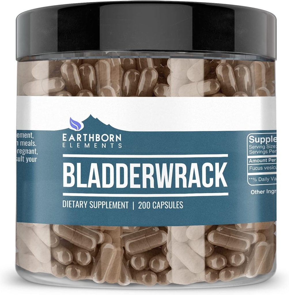 Éléments terriens Bladderwrack 200 Capsules, pures et non diluées, sans additifs