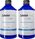 Colloidal Silver Liquid - 12 PPM Premium Silver Solution, 60 MCG Per Serving, All Natural, Vegan Immune System Support, Ionic Silver Water Daily Mineral Supplement (2-16 Fl oz Bottles)