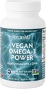 BRAINMD Dr Amen Vegan Omega-3 Power - 60 softgels à base de plantes - 1 100 mg d'EPA & DHA - Soutient la concentration, la mémoire et la santé cardiaque - Vegan, sans gluten et non-OGM - 30 portions