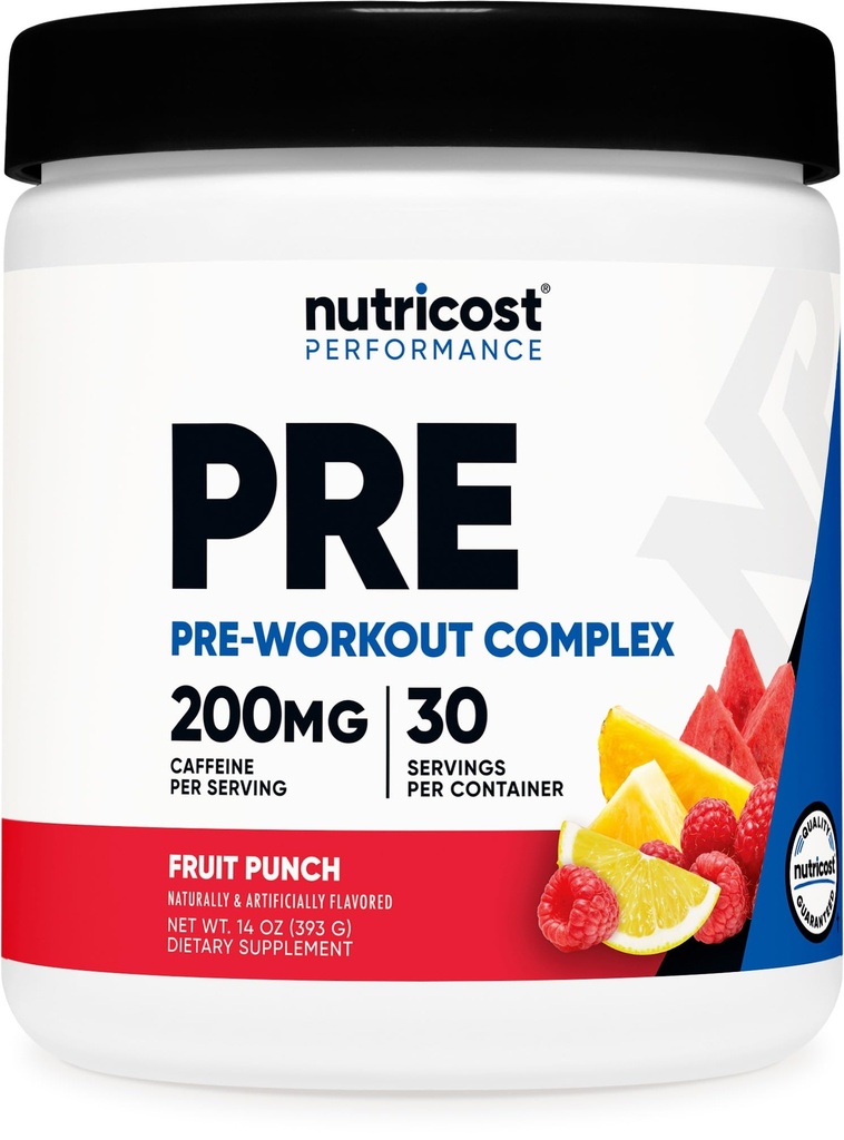 Nutricost Pre-Workout complexe poudre (30 portions, punch aux fruits) - avec bêta-alanine, Taurine et acides aminés