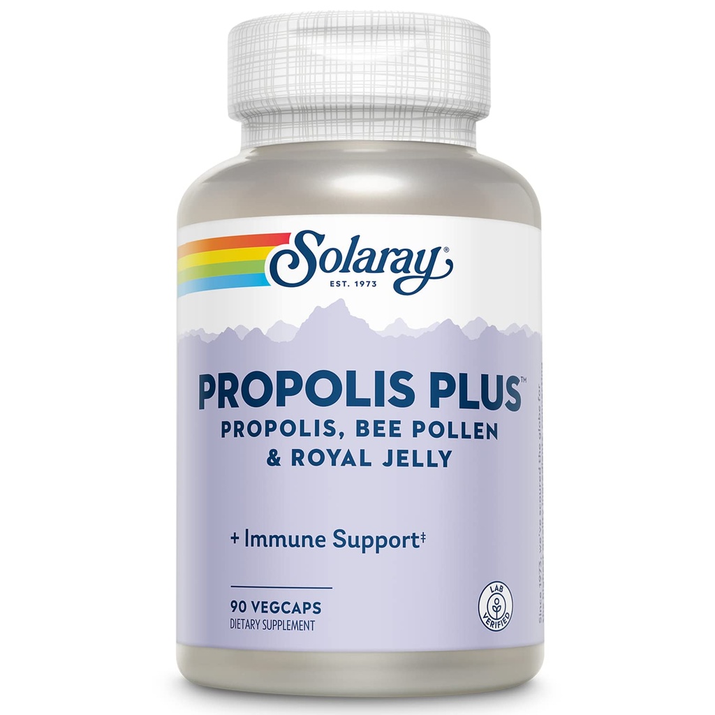 SOLARAY Propolis Plus , un système immunitaire sain avec Propolis, Bee Pollen et Royal Jelly , 90 VegCaps