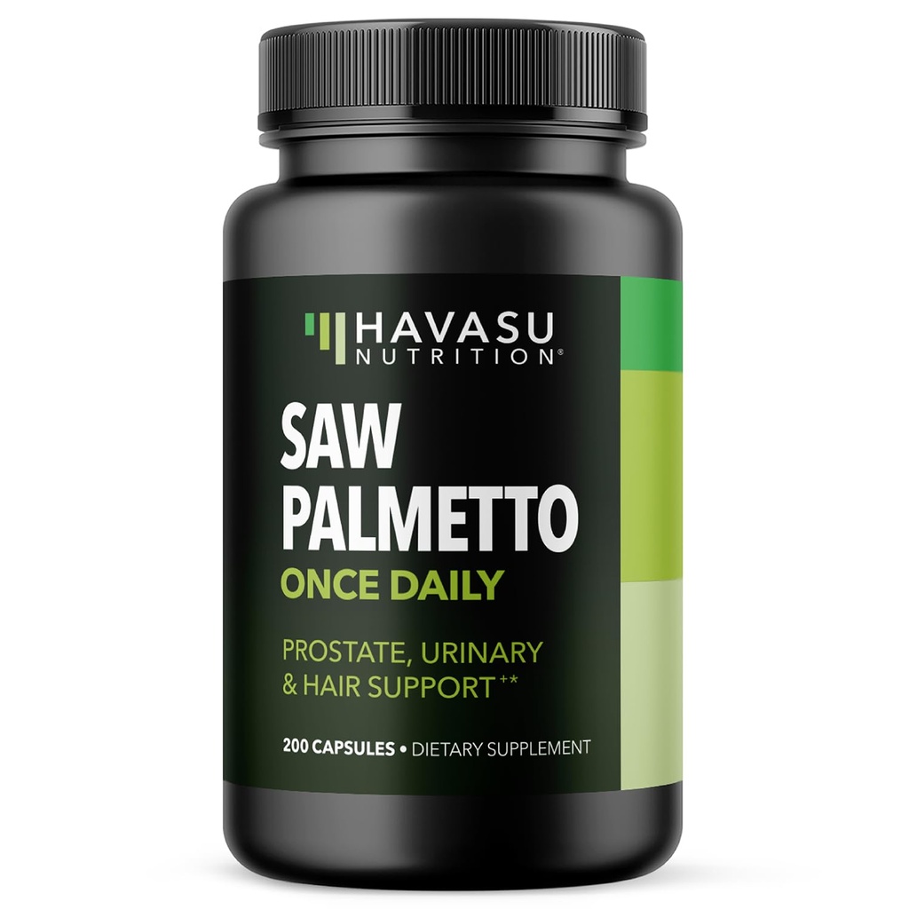 Saw Palmetto pour les hommes Prostate Health Supplément pour promouvoir la fonction de tract urinaire - 500mg par portion - 200 Compte - DHT Blocker Vitamine capillaire - Végétalienne, Capsules non OGM, plus de 6 mois d'approvisionnement