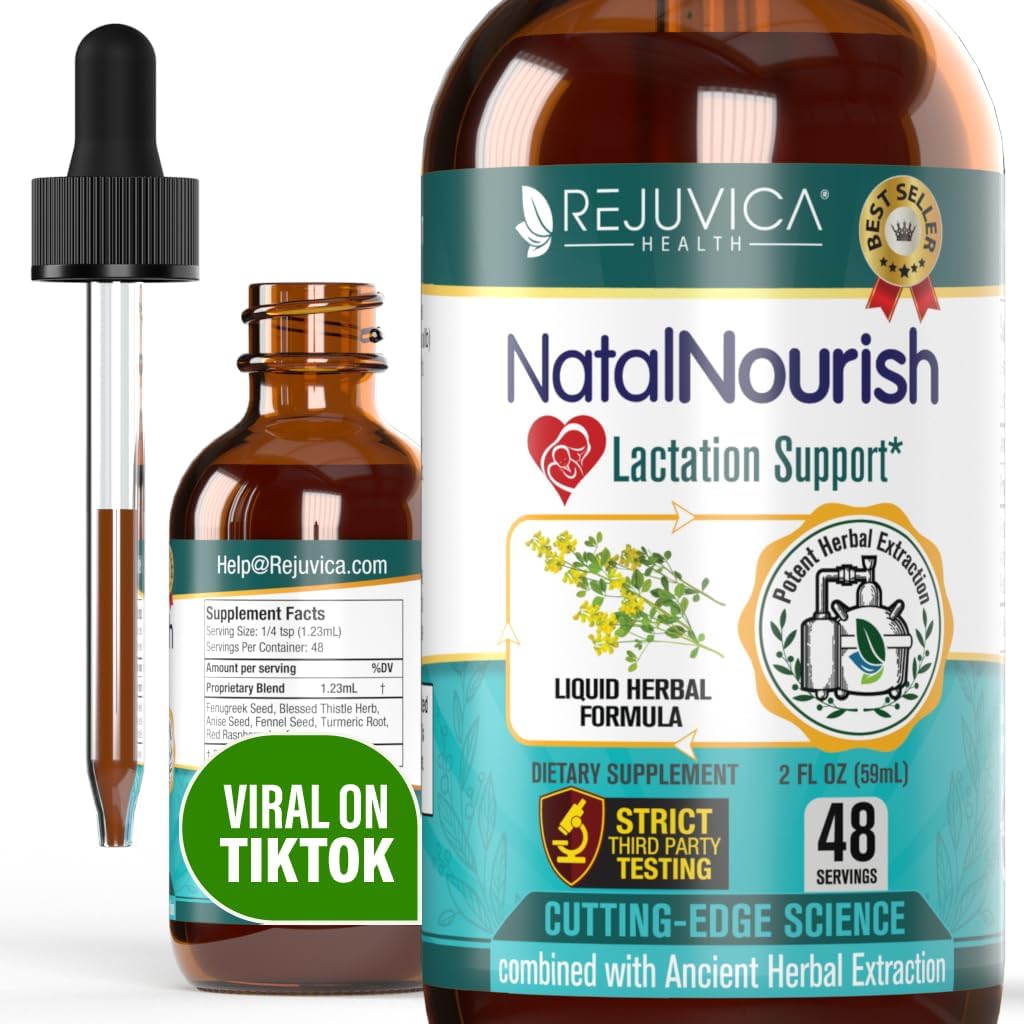 Rejuvica Health NatalNourish - Supplément de support d'allaitement avancé - Livraison liquide pour une meilleure absorption - Fenugreek, Bienheureux Thistle, Anise, Fennel & More!