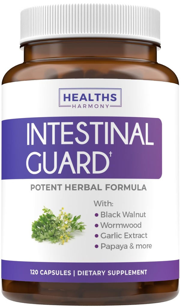 Garde intestinale (non-OGM) maintenir la santé intestinale - Potent formule naturelle avec wormwood, noyer noir, seaux d'or, Pau D'Arco, vêpres, ail, plus - tout en un supplément -120 capsules (pas de pilules)