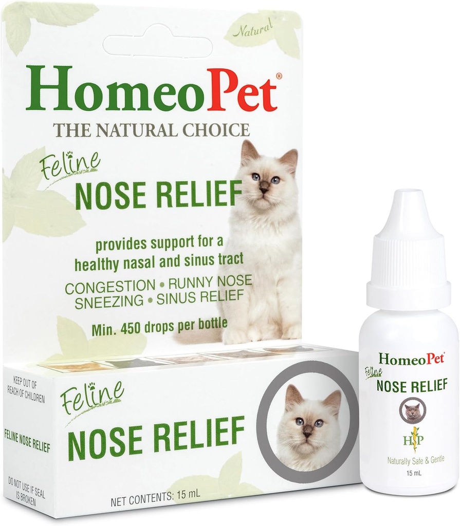 HomeoPet Feline Relief, supplément nasal et sinus naturel et sûr pour les chats, 15 Milliliters