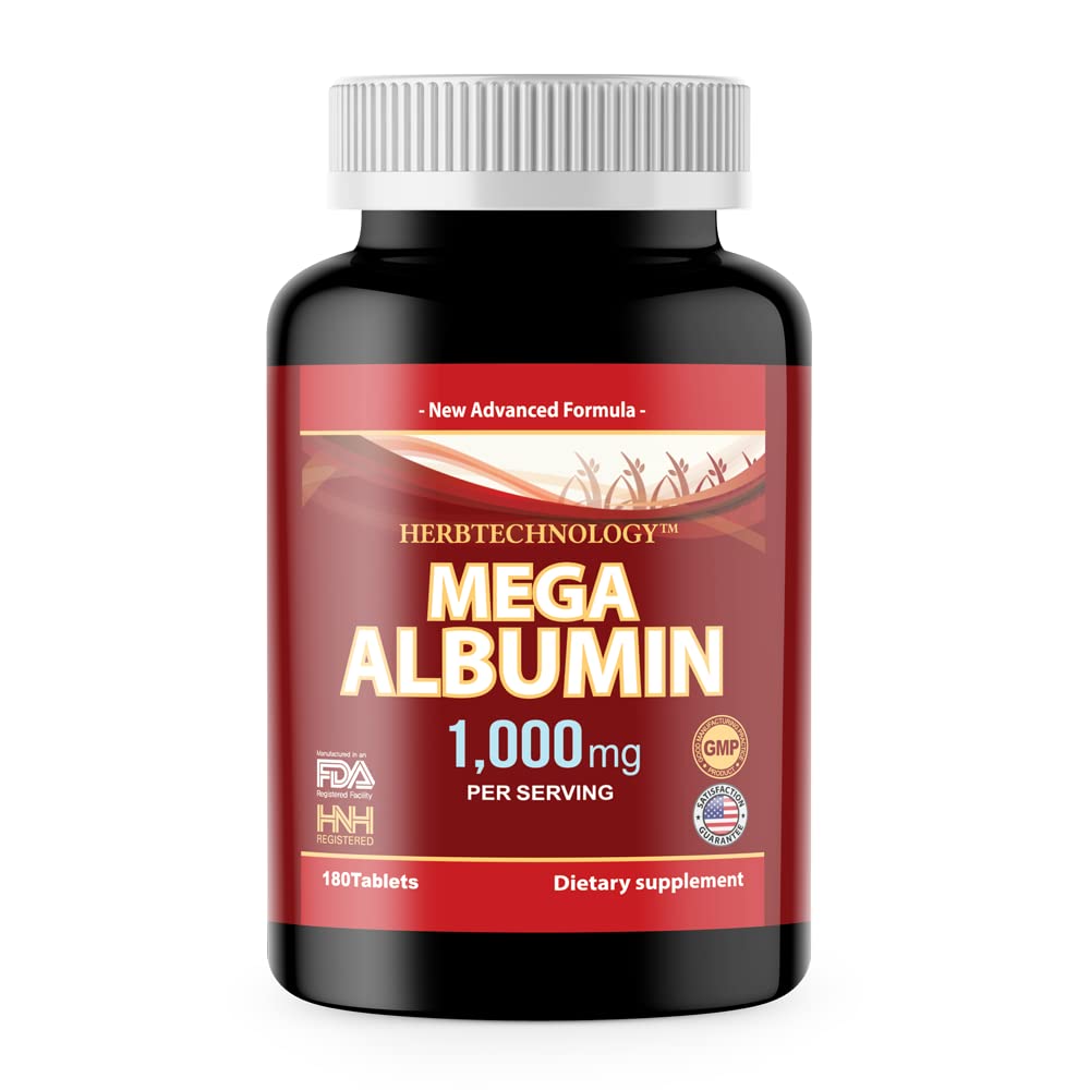 Dr K&C HNHusa Mega Albumin Protéine 1000mg 180 Comprimés Fonction hépatique saine Mieux-être Soutien général de la santé Supplément Équilibre énergétique 180tabs 1pk