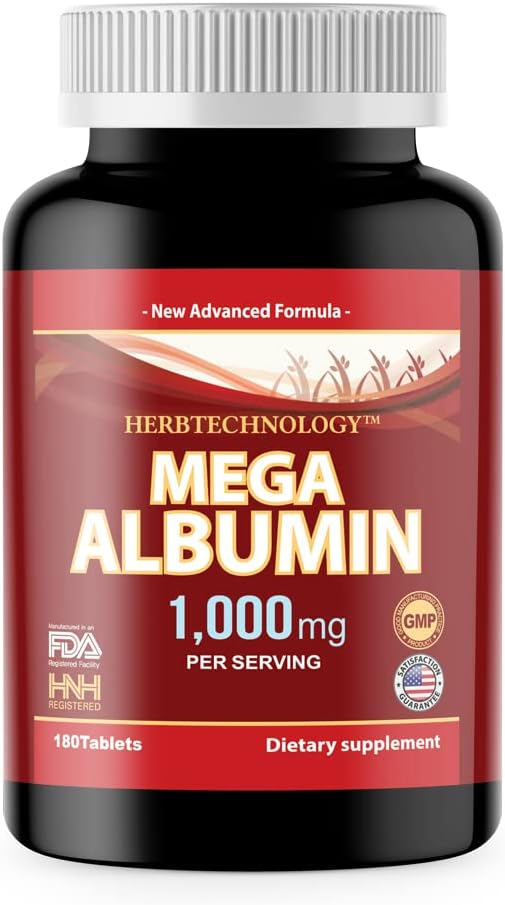 Dr K&C HNHusa Mega Albumin Protéine 1000mg 180 Comprimés Fonction hépatique saine Mieux-être Soutien général de la santé Supplément Équilibre énergétique 180tabs 1pk