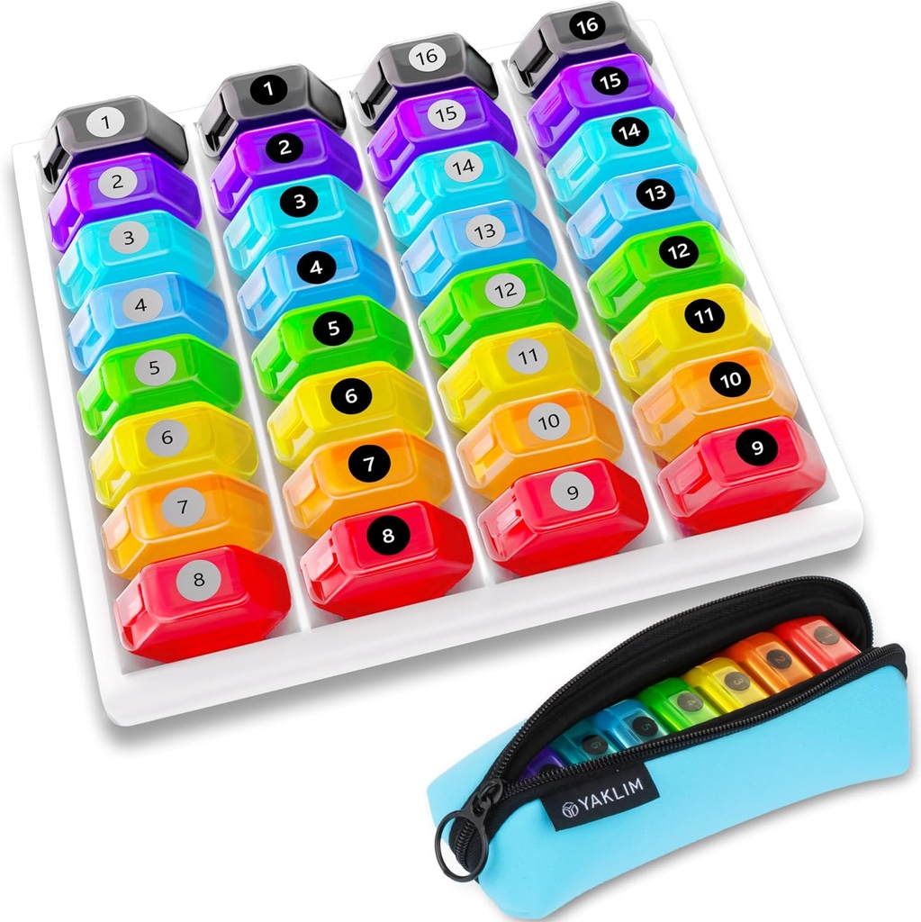 Organisateur de pilules mensuelles 1 fois par jour : 30 jours Organisateur de pilules avec étiquettes, Pill Box mensuel portable, Mois Support de pilules sac zipper portable pour vitamine, médecine, huile de poisson, suppléments