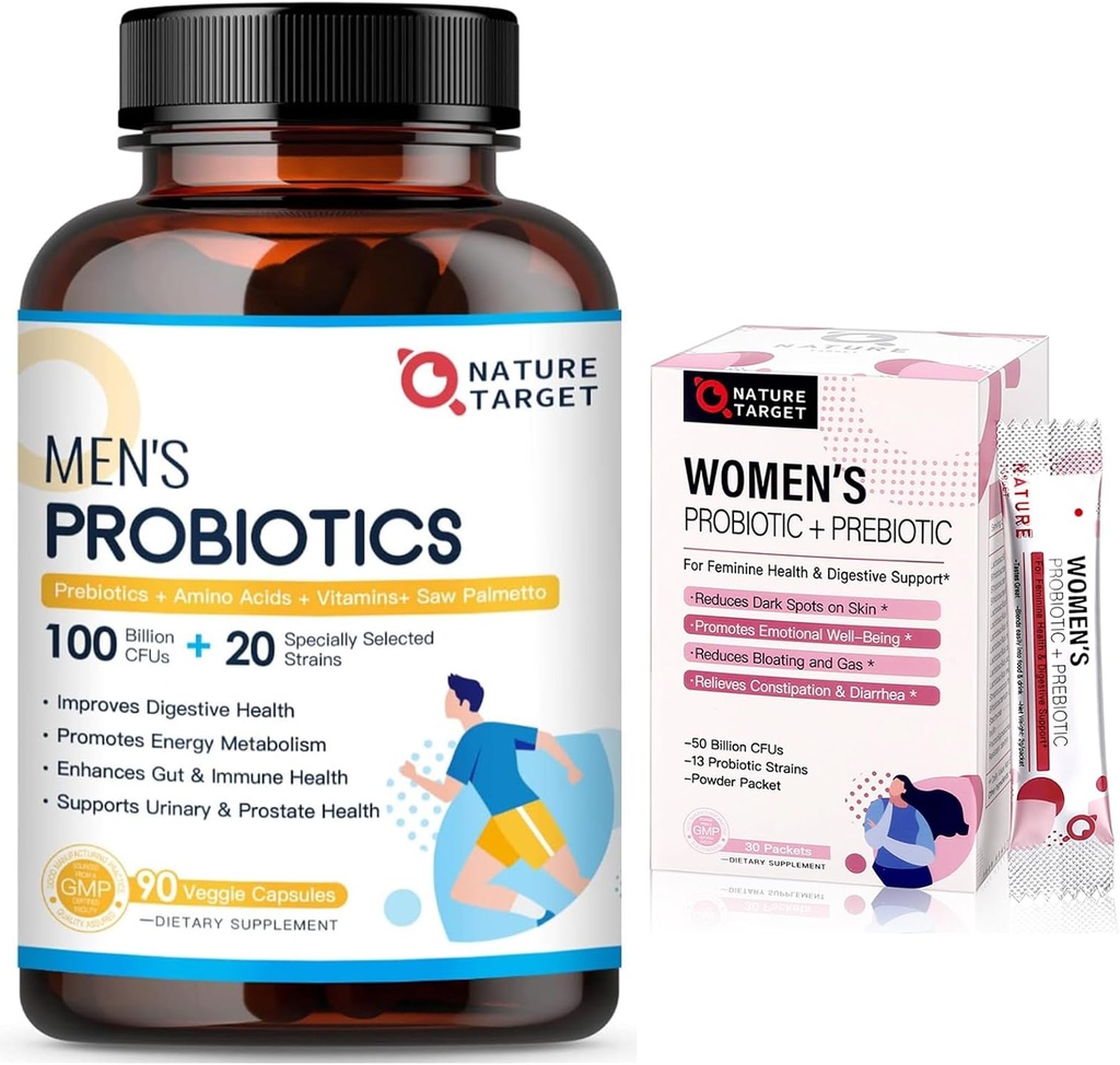 NATURE TARGET Probiotiques pour les hommes 100 milliards d'UFC, probiotiques pour les femmes en poudre