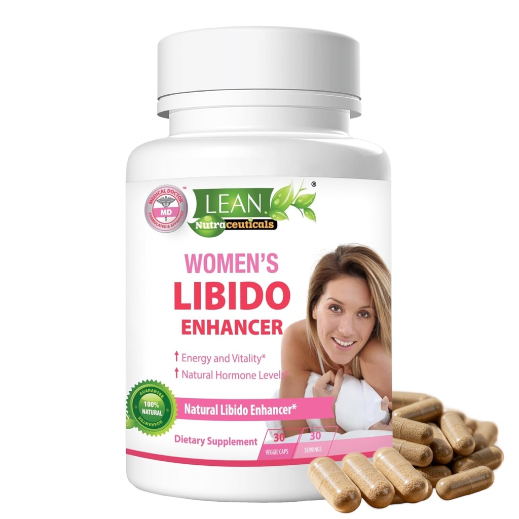 Lean Nutra Libido Booster pour les femmes avec la racine de Maca, l'herbe de chèvre Horny, Tongkat Ali, Fenugreek – Ménopause naturelle et support PMS, Hormone Balance & Energy Supplément – 30 Capsules Vegan