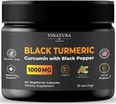VINATURA Turcuma noir, Curcumine avec poivre noir 1000mg - Curcumine curcuma avec curcuma noir - Curcuma Caesia, Curcuma Longa, poivre noir 95% Piperine - 60 Capsules 30 portions