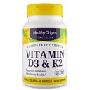 Origines saines Vitamine D3 & K2 - Vitamine D3, 50 mcg - Vitamine K2, 200 mcg - Suppléments facilement absorbants Vitamine D & Vitamine K - Suppléments sans OGM et sans gluten - 60 softgels
