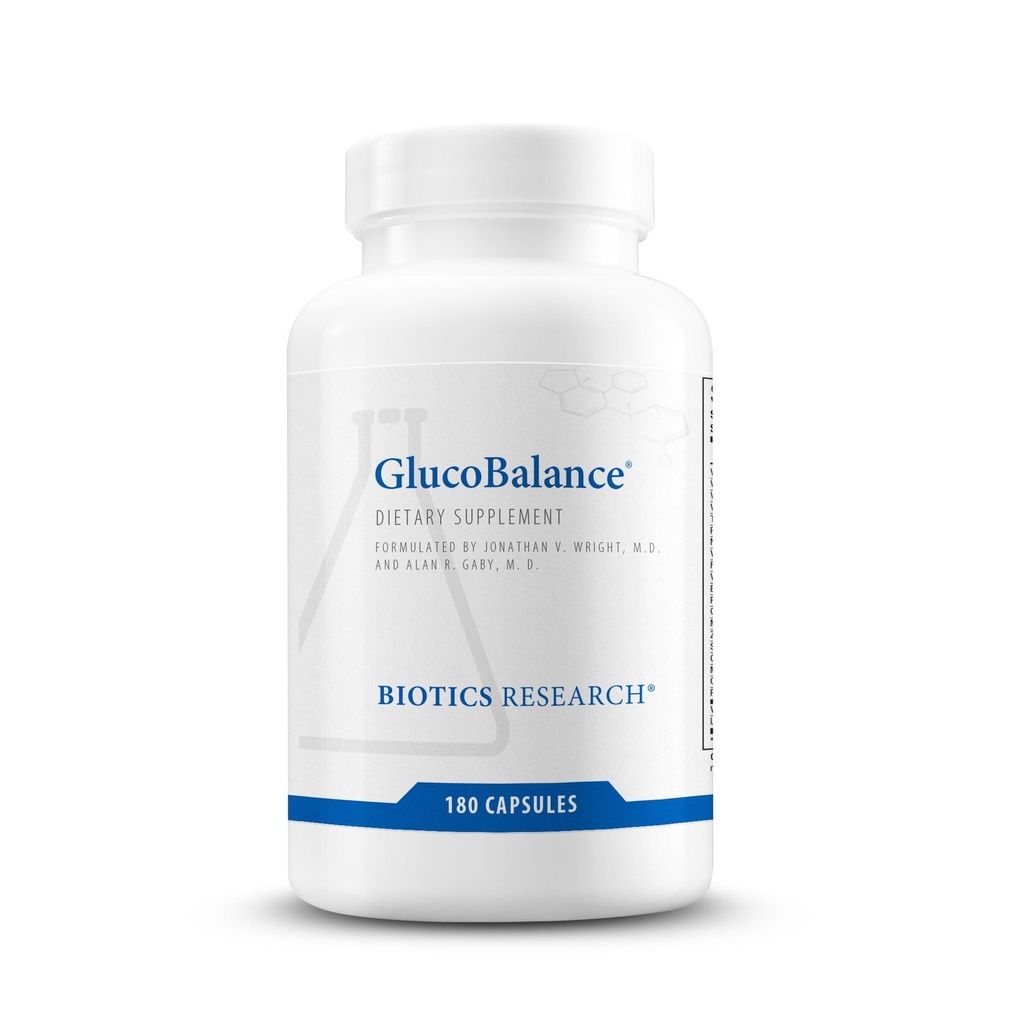 Recherche en biotique GlucoBalance Chrome, Vanadium, L supplément carnitine, soutient la santé métabolique et maintient des niveaux de lipides sanguins sains - 180 capsules