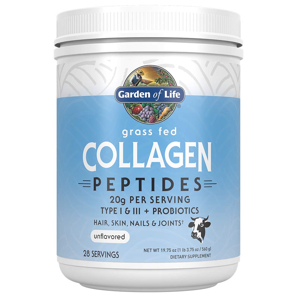 Jardin de la vie Poudre de collagène à l'herbe, Gommies à la mûre aînée - Soutien immunitaire, articulations des ongles de peau de cheveux, 120 Gommies sans gluten végétalien