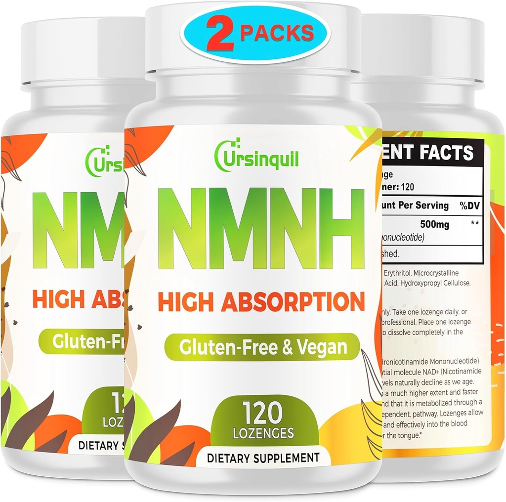 Sublingual NMNH 500mg (dihydronicotinamide mononucléotide) (240 portions, NMNH 500mg par portion) Supplément NAD pour augmenter les niveaux de NAD à mesure que nous vieillissons, pour l'anti-âge, l'énergie, l'immunité, Focus - 2 Pack