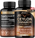 Ceylan Capsules de cannelle - Extra Strength - Soutien énergétique, cardiaque et métabolique - pour les hommes et les femmes - Supplément extrait naturel pur 20:1 - Fabriqué aux États-Unis - sans OGM et sans gluten, 120 capsules, 4 mois d'approvisionnement