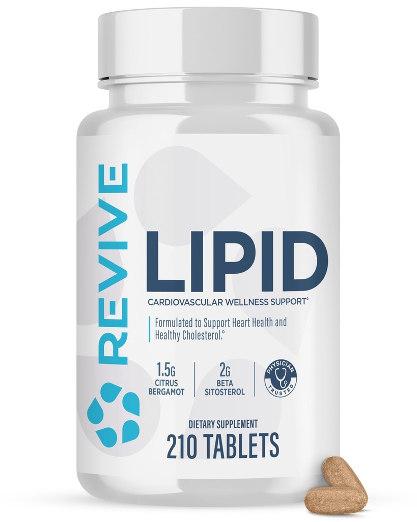 Formule de soutien aux lipides de MD Revive - Supplément aide à maintenir des niveaux de cholestérol sains, de santé endothéliale et de triglycérides - Beta Sitostérol, Citrus Bergamot & Pantethine