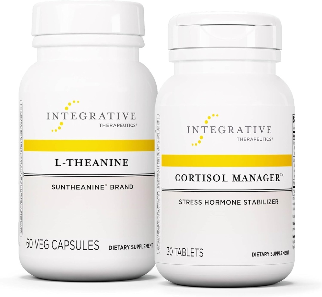 Ensemble Thérapeutique Intégrative avec Cortisol Manager, 30 Comprimés et L-Theanine, 60 Capsules - Cortisol Manager for Stress Support with Ashwagandha* - L-Theanine to Support a Relaxed State*