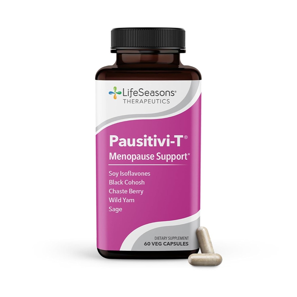 LifeSeasons Pausitivi-T avec Beau-T - Supplément de soutien à la ménopause - Relief puissant pour les éclairs chauds, l'équilibre hormonal et les sueurs de nuit - Nourrishes Tissu - Sage, Chasteberry, Soy Isoflavones