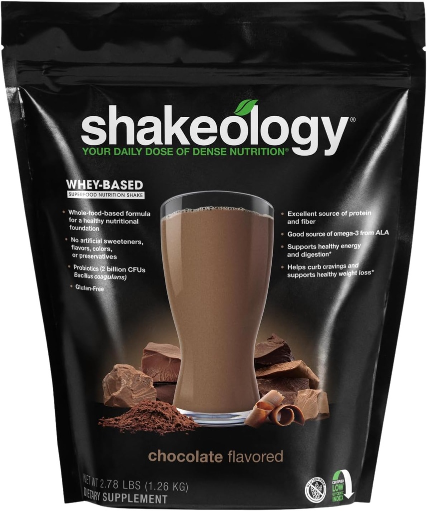 Shakeology Whey Protein poudre mélange - sans gluten, superprotéine alimentaire Agiter avec les vitamines et les minéraux - Aide à soutenir la perte de poids saine, Lean Muscle Support, Gut Health - Chocolat, 30 portions