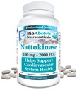 Supplément Bio Absorb Nattokinase. Enzyme d'extrait de natto non-OGM. 100 mg, 2000 UF. 60 capsules de légumes (approvisionnement de 60 jours)