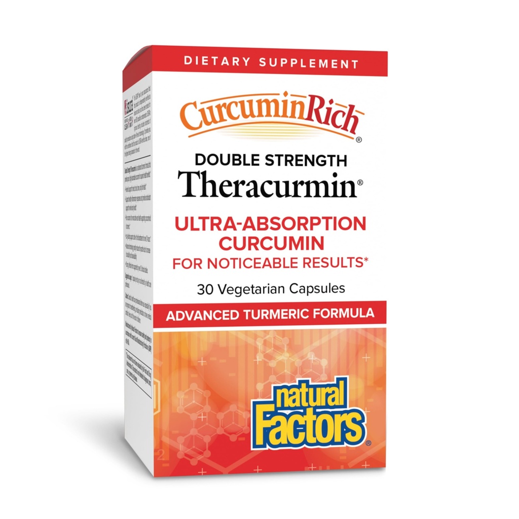 Facteurs naturels, CurcuminRich Theracurmin double résistance, 60 mg, seulement 1 gélule par jour, formulé pour l'absorption supérieure, 30 Compte (paquet de 1)