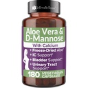 Capsules intimes de Rose Aloe Vera - Suppléments IC - 200x Concentré Aloe Vera pur + D-Mannose + Calcium - Pilules d'aloès faciles à avaler