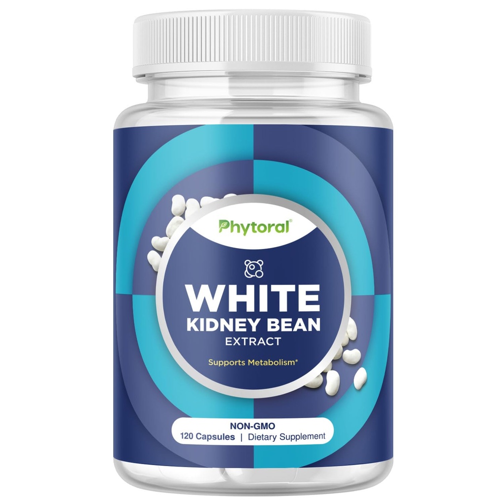 Phytoral White Rein Extract Carb Blocker - Supplément de haricots blancs pour le métabolisme Boost & Ease Calories de Starchy Food - Suppléments de contrôle de glucides - 120 capsules