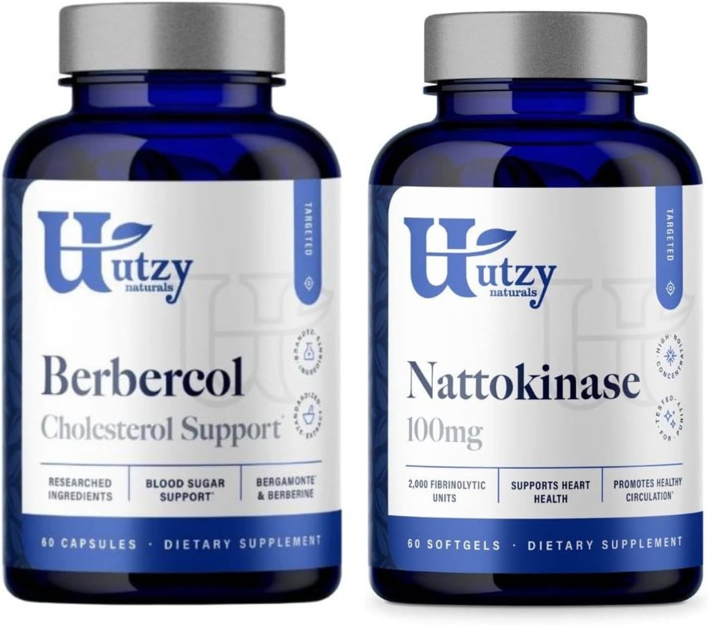 Utzy Naturals Soutien métabolique Ensemble de Nattokinase 100 mg et Berbecol 500 mg