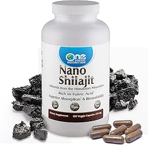 One Planet Nutrition Nano Shilajit 250 mg Capsules de légumes (120 portions), 40-60% acide fulvic, Nano pour l'absorption améliorée, riche en minéraux, non OGM, végétalien, sans gluten