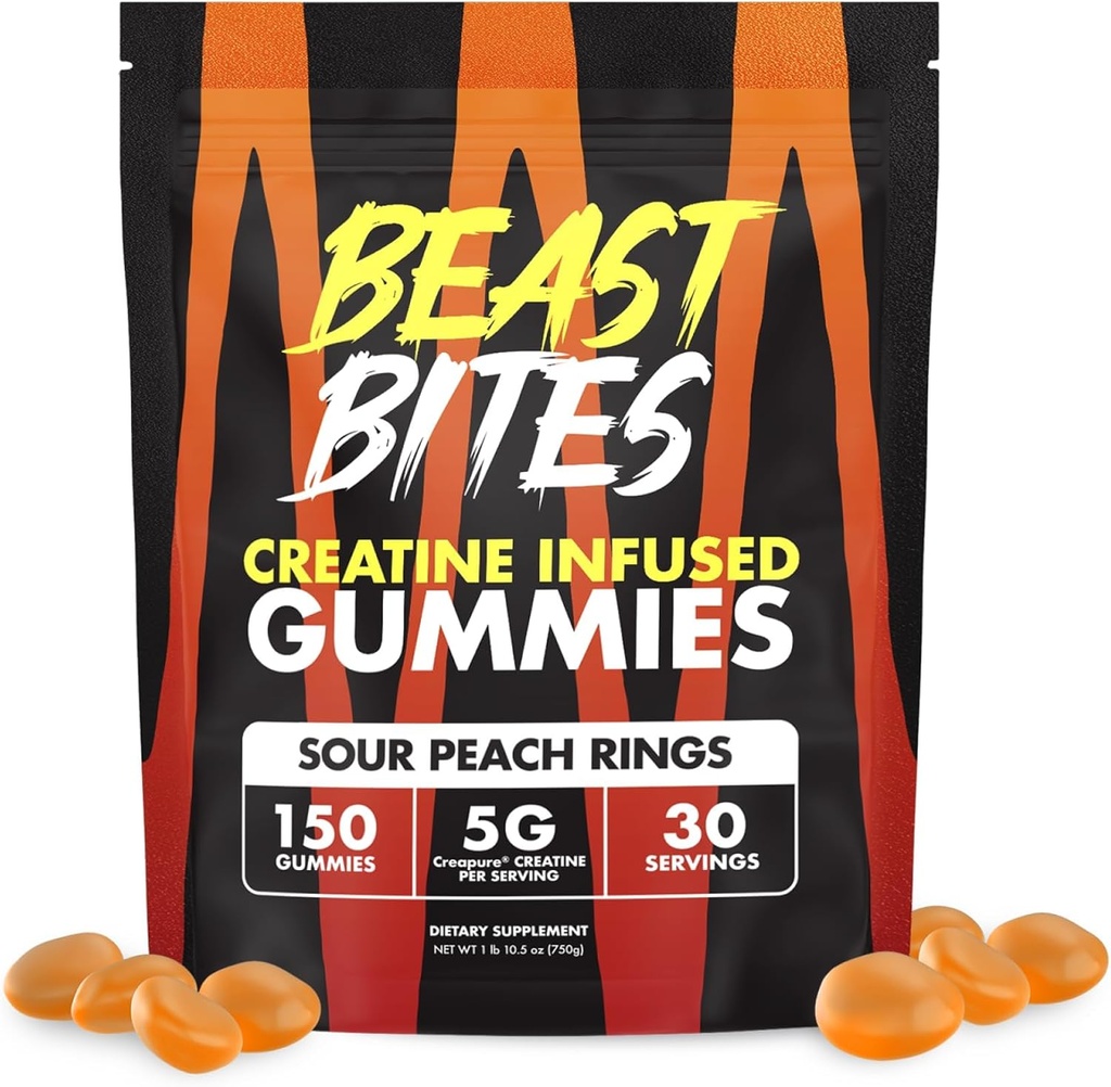 BITES DE BEST - Gommies infusées de créatine - 5g Creapure Creatine Monohydrate par portion - NSF certifié pour le sport - 30 portions