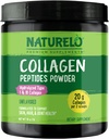 NATURELO Collagène Peptide Poudre, Collagène Hydrolysé Type I et III, Cheveux de la peau et santé articulaire - Non aromatisé, 16 Ounces