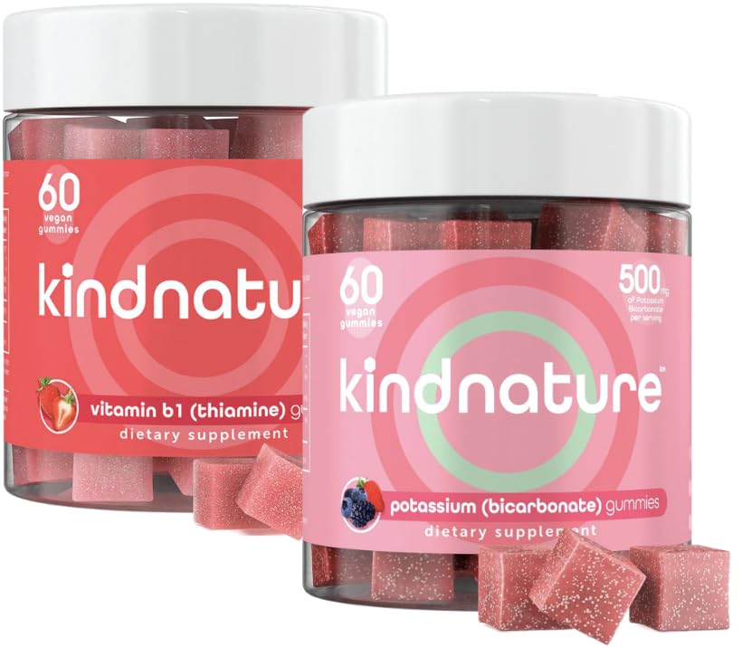 KINDNATURE Essential Duo: Potassium & Vitamin B1 Gummies - Enhanced Nerve & Muscle Support, Delicious Chewables for Daily Health