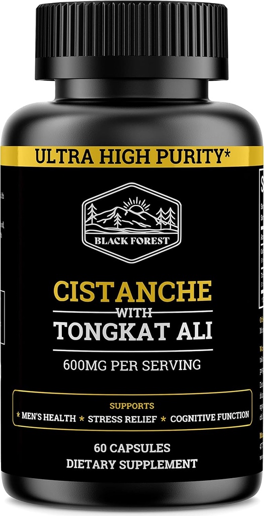 Cistanche Tubulosa 200mg & Tongkat Ali 400mg (Pureté maximale) 2 mois d'approvisionnement (50% Echinacoside + 10% Acétoside avec Tongkat Ali pour les hommes 200:1 (Longjack) Eurycoma Longifolia) similaire à Fadogia Agrestis