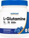 Poudre de L-glutamine Nutricost (500 grammes) (framboise bleue)