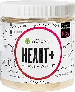 Supplément santé cardiaque pour chiens et chats InClover Heart+ - Supplément taurine pour chiens et chats - Soutient la santé de coeur et immunitaire, supplément pour animaux de compagnie pour la gestion du poids et la santé des animaux de compagnie âgés