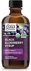 Gaia Herbs Black Elderberry (Sambucus Nigra) Sirop Adulte Daily - Supplément de soutien immunitaire - avec USDA certifié Black Elderberry pour le système immunitaire - 3 Fl Oz (9 jours d'approvisionnement)
