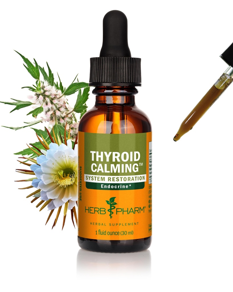 Herb Pharm Thyroid Calming Liquid Formula: Motherwort & Bugleweed Herbal Extract, Endocrine Support Tincture for Natural Endocrine Balance, Non-GMO Herbal Thyroid Calming Supplement, 1 oz*