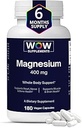 WOW Suppléments Magnésium 400 mg Complexe - Supplément pour les hommes et les femmes - Citrate, Aspartate et Oxyde de magnésium 400mg - 180 Capsules