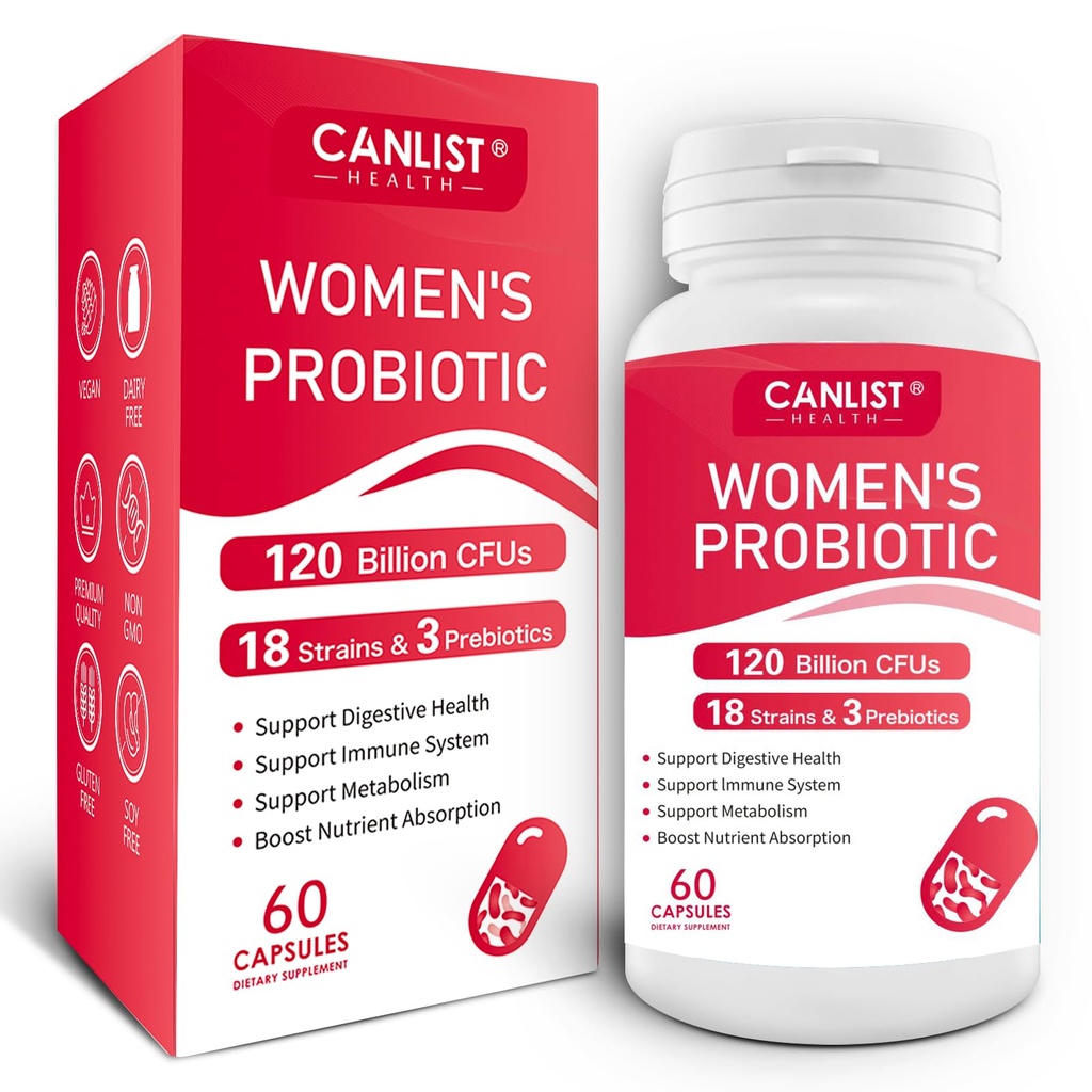 Probiotiques pour femmes120 milliards d'UFC 18 souches 3 prébiotiques et enzymes digestives contient des canneberges biologiques prébiotiques santé des femmes digestives et immunitaires soutien non-OGM soja sans gluten laitiers