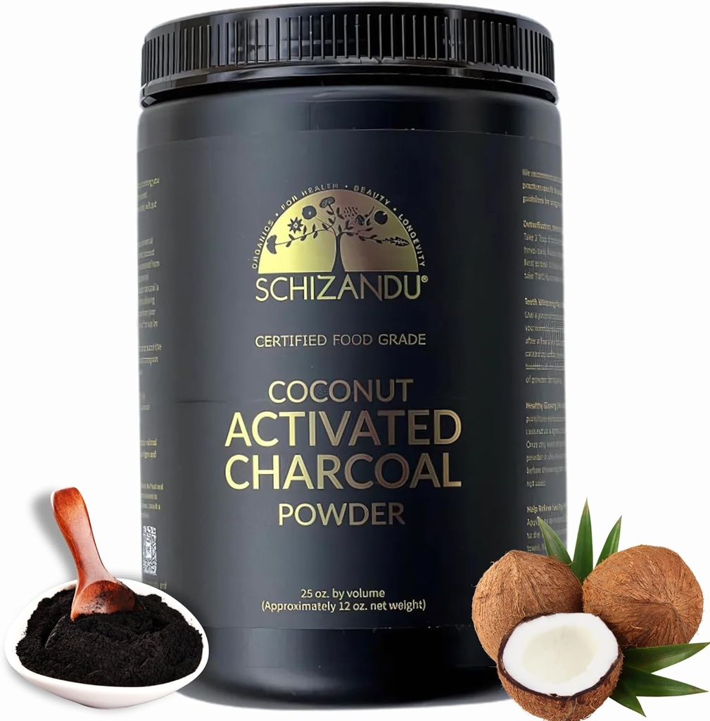 Poudre de charbon de coco activée biologique idéale pour soutenir la peau, le corps, la santé buccodentaire, le blanchiment des dents.