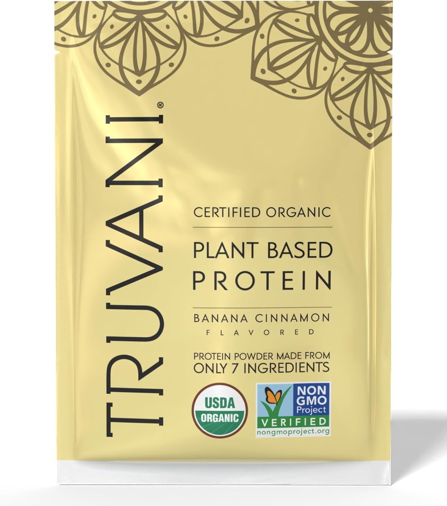 Truvani Poudre de protéines de pois végétaliens de la banane Cinnamon de la banane 20g Protéine biologique à base de plantes de la pomme de terre