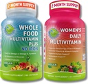 SUPPLÉMENTS ÉTUDE Support multi-systèmes complet pour les femmes Duo – Multivitamine alimentaire entière sans fer + Multivitamine quotidienne avec fer – Vegan, non-OGM, Clean Daily Wellness Support