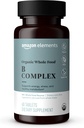 Amazon Elements Organic Whole Food B Complex, 98% Whole Food Source, Dietary et autres ingrédients dérivés d'aliments entiers, 60 comprimés