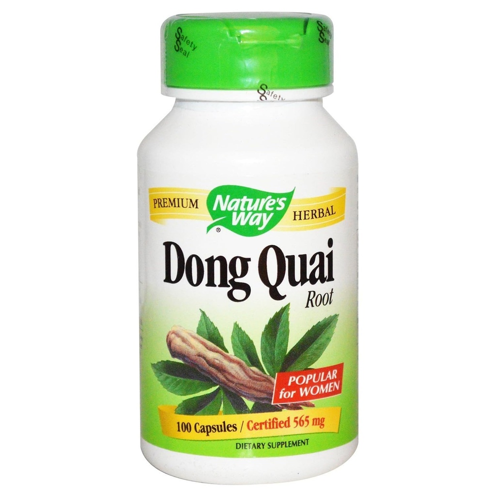 Natures Way Dong Quai Root Capsule, 565 Mg - 100 par boîte - 3 paquets par boîte.