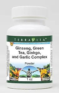 Ginseng, thé vert, ginkgo et poudre complexe d'ail (1 oz, ZIN: 517068) - 3 emballages