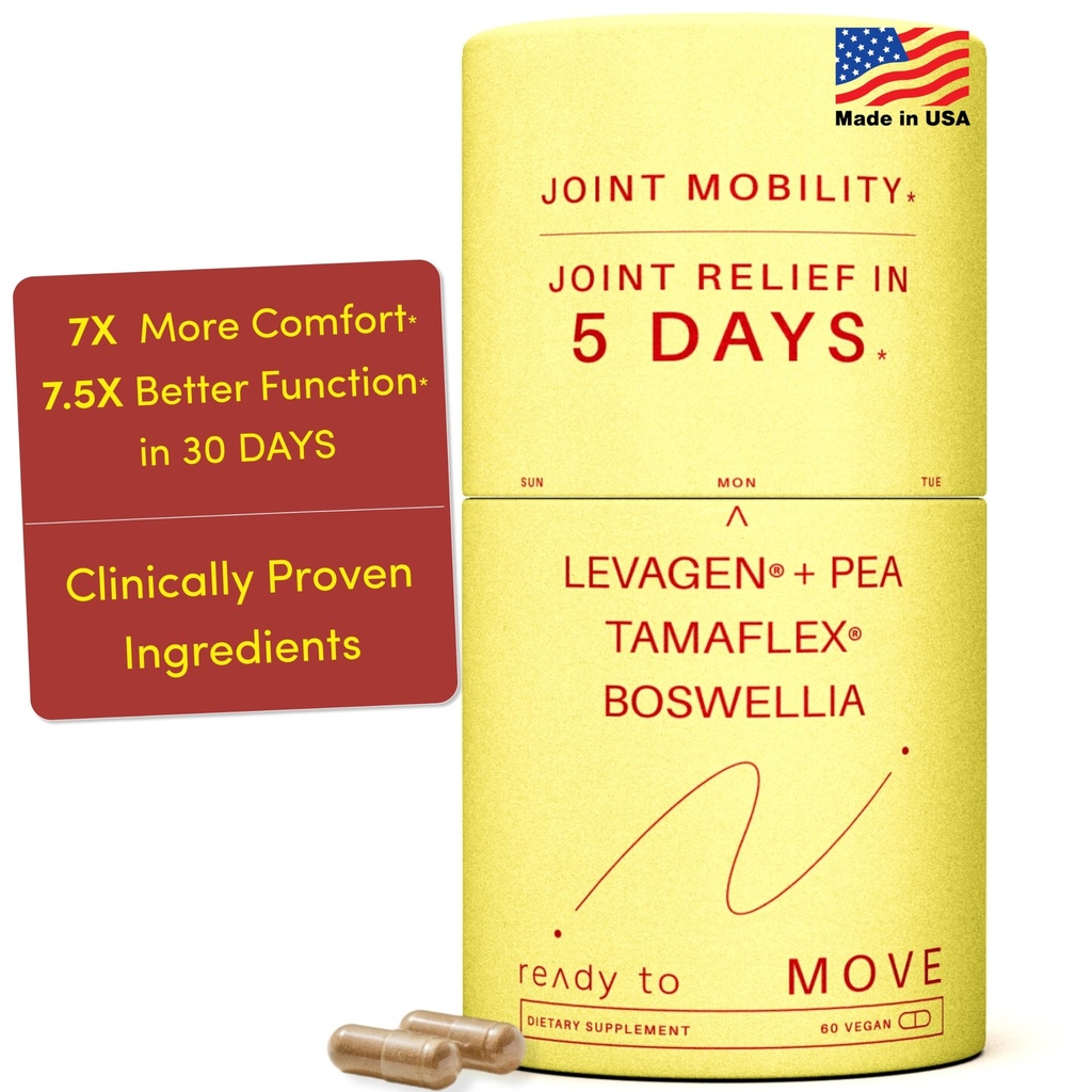 MOVE Suppléments d'articulations à action rapide de Tamaflex® Turmeric & Tamarind, Levagen®+ PEA Palmitoyléthanolamide, Boswellia Serrata, Bioperine® Black Pepper Extract.